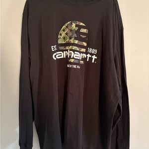 Carhartt Black and Camouflage Long Sleeve Men's Tee